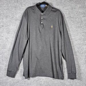Polo Ralph Lauren Mens XL Classic Fit Long Sleeve Polo Shirt Gray Heather Pony